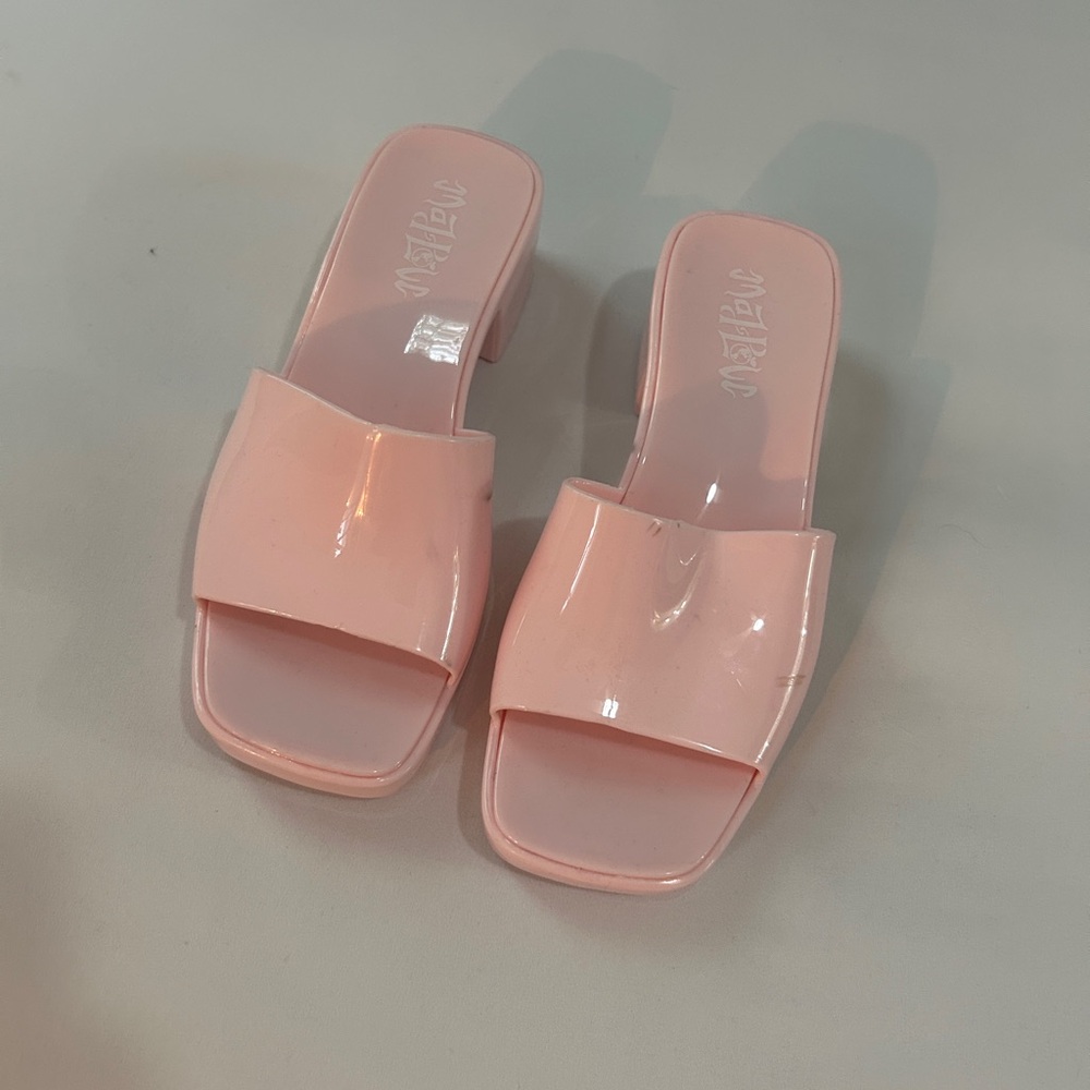 Love Pink Mules Glossy Minimalist Design